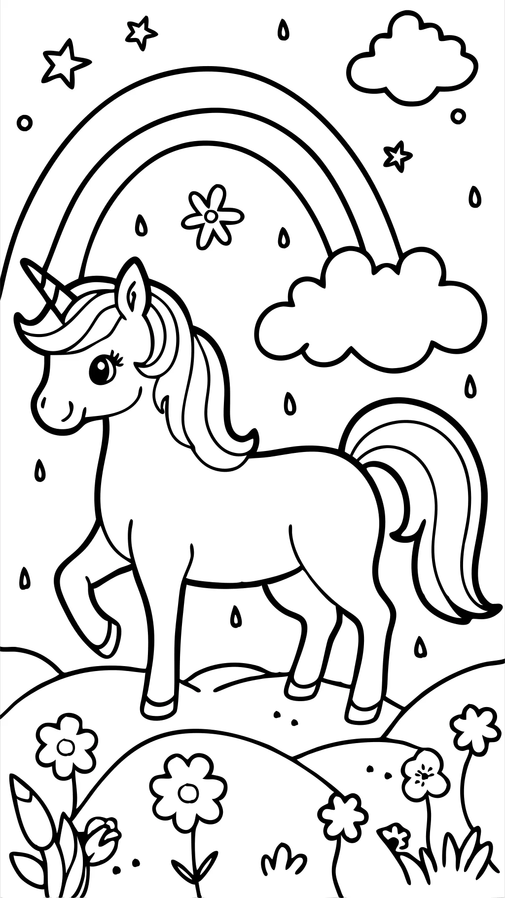 coloriage arc-en-ciel de la licorne